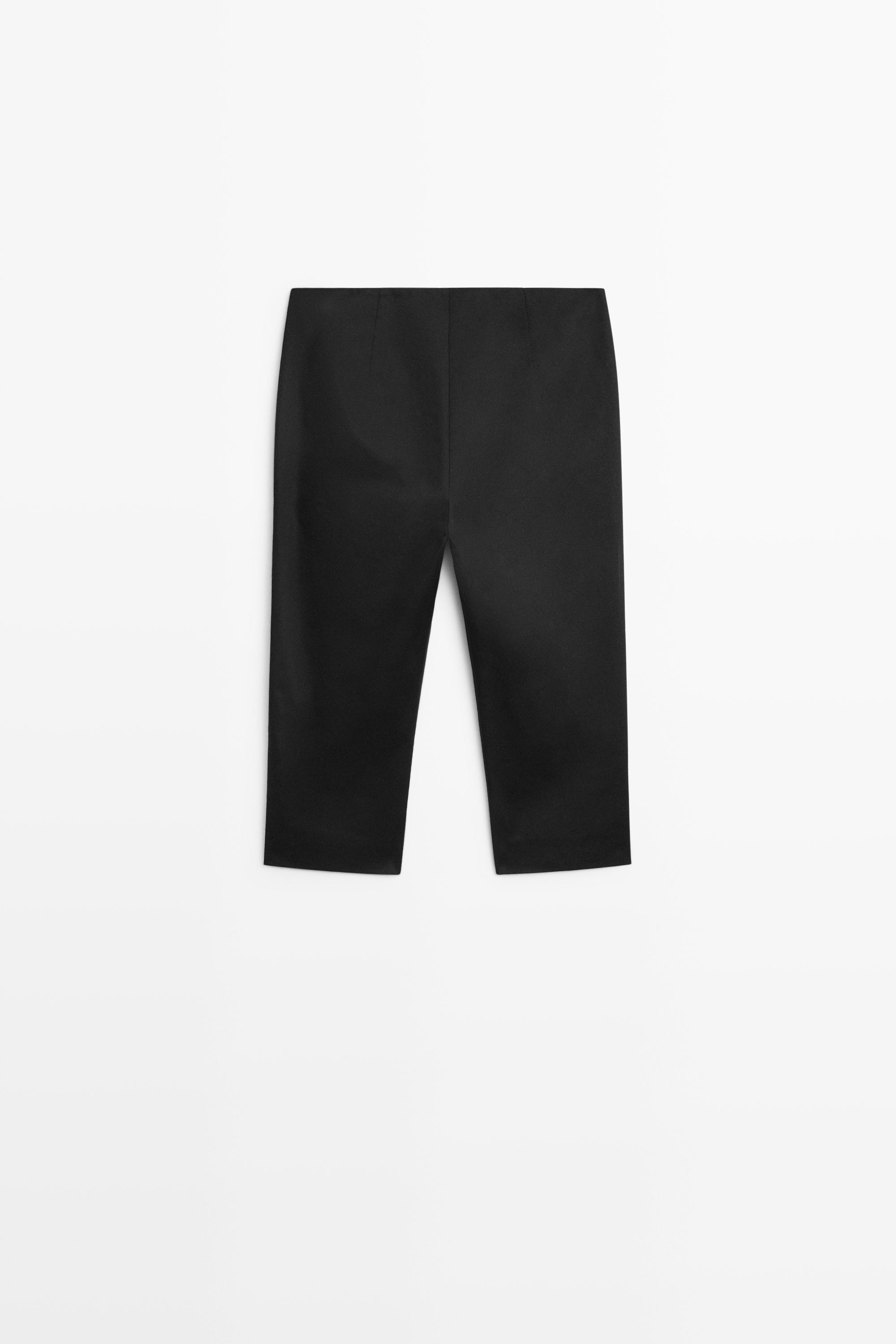 Pantalon capri en coton mélangé